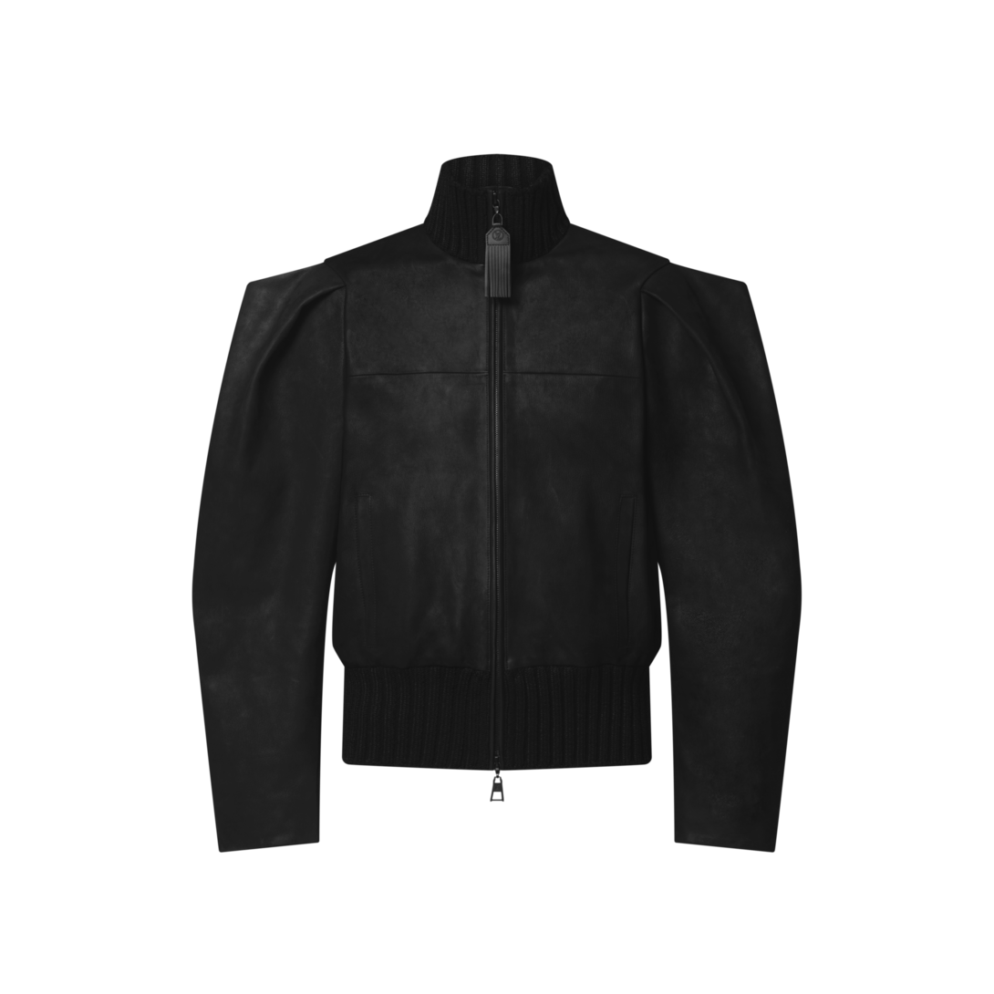 美品✨ LOUIS VUITTON ショート丈 クロップドジャケット ブラック Leather Jacket W/ Shoulder Pleat Dtl - Ready-to-Wear | LOUIS